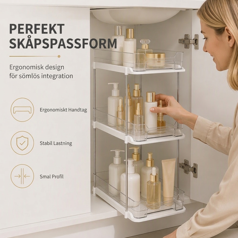 50 % RABATT Köksförvaring, flerskiktad arrangör under diskhon