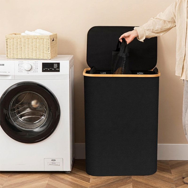 ✨🧺50 % RABATT Tvättkorg i hopfällbart Oxford-tyg, stor kapacitet, smutskorg för badrum