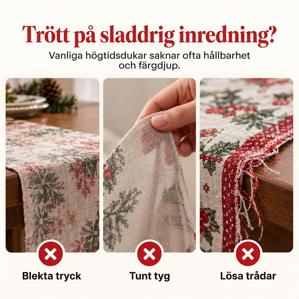 ✨🎄50 % RABATT Julbordslöpare med tofsar, vacker julbordsdekoration