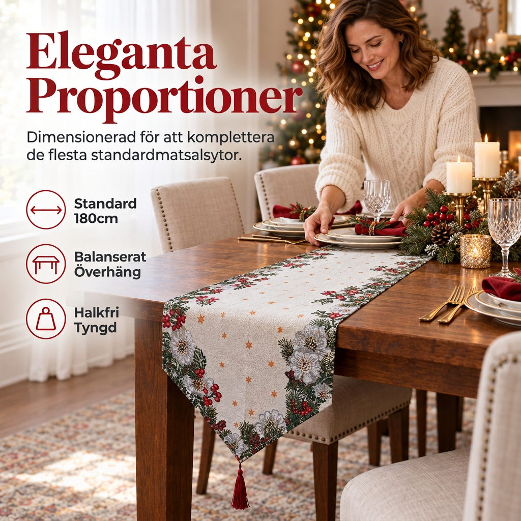 ✨🎄50 % RABATT Julbordslöpare med tofsar, vacker julbordsdekoration