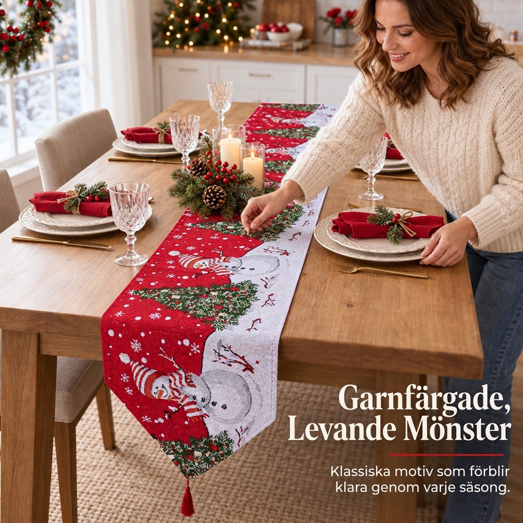 ✨🎄50 % RABATT Julbordslöpare med tofsar, vacker julbordsdekoration