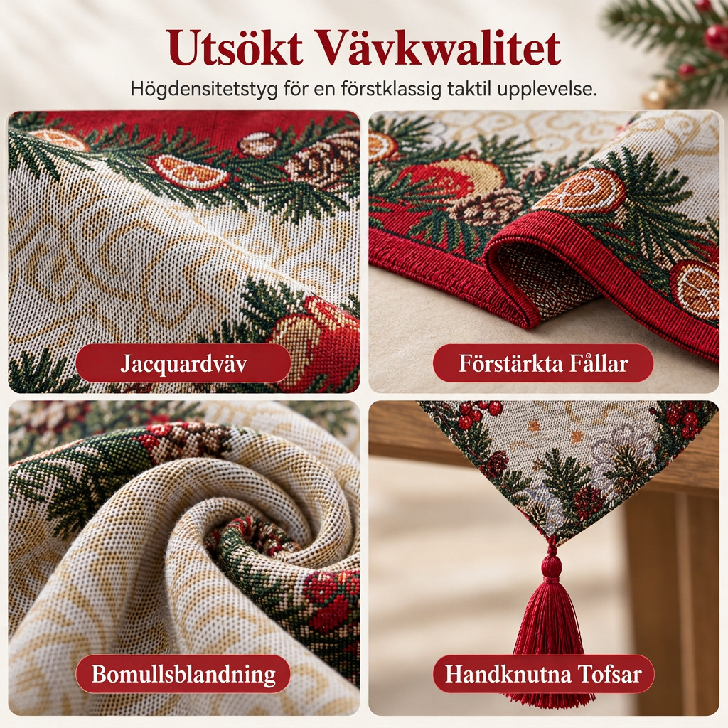 ✨🎄50 % RABATT Julbordslöpare med tofsar, vacker julbordsdekoration