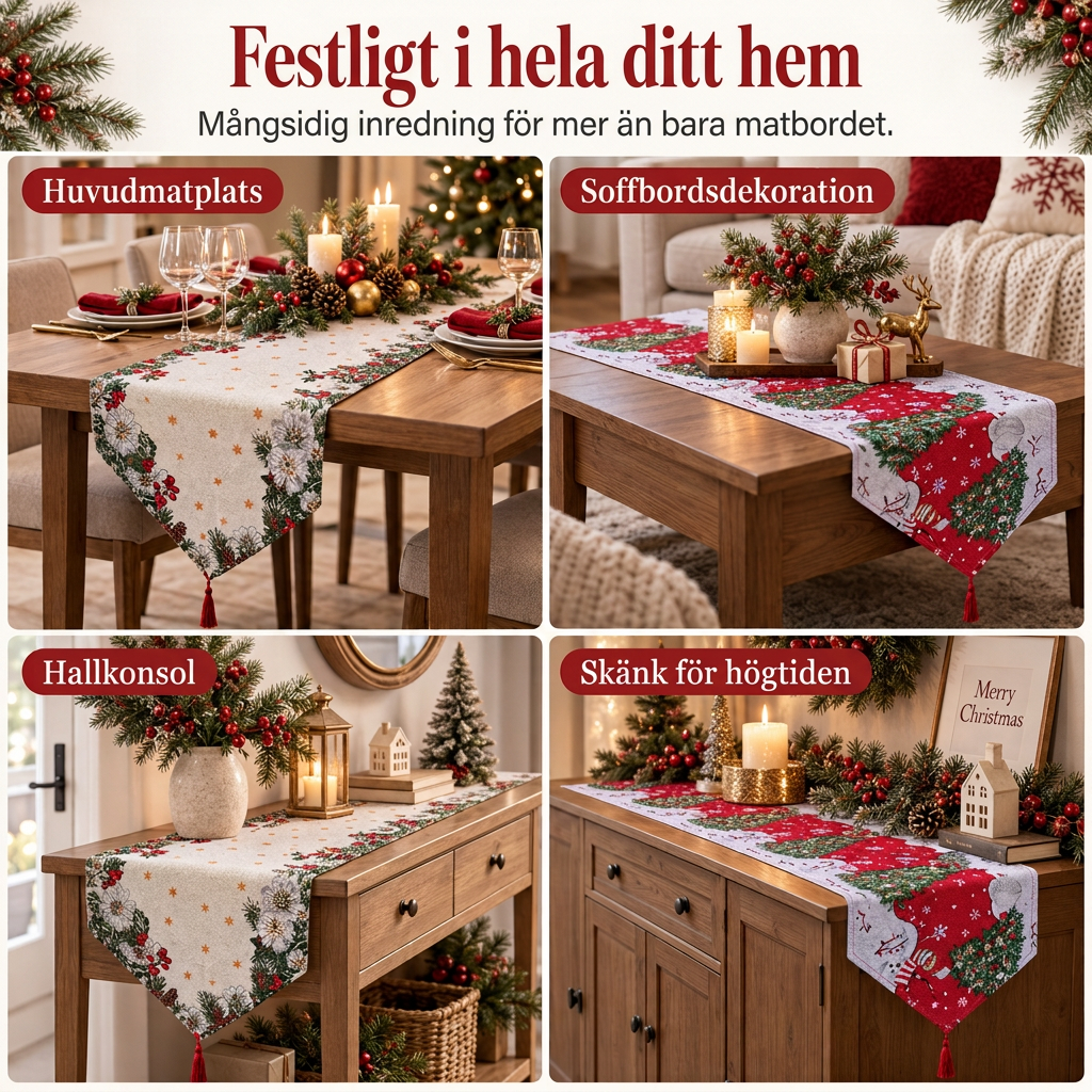 ✨🎄50 % RABATT Julbordslöpare med tofsar, vacker julbordsdekoration