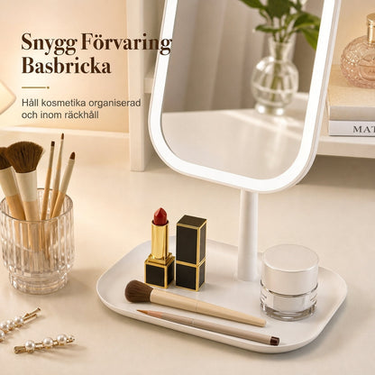 💄✨ 50 % rabatt！Bärbar hopfällbar sminkspegel med LED-ljus, skrivbordsspegel, kompakt för studentrummet