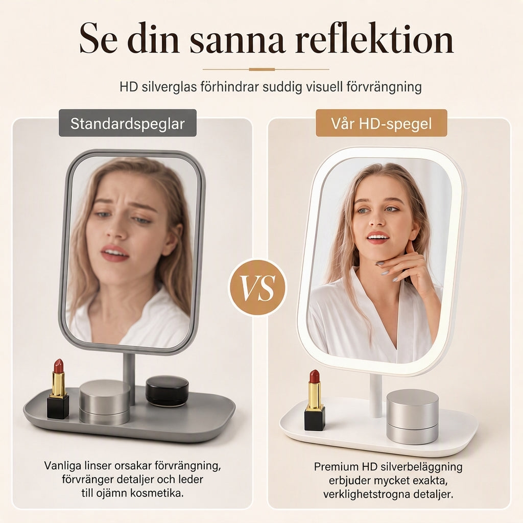 💄✨ 50 % rabatt！Bärbar hopfällbar sminkspegel med LED-ljus, skrivbordsspegel, kompakt för studentrummet