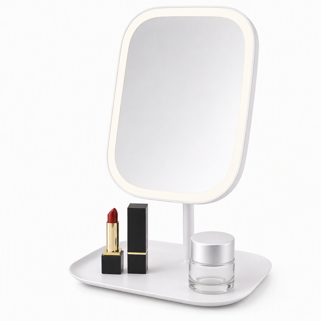 💄✨ 50 % rabatt！Bärbar hopfällbar sminkspegel med LED-ljus, skrivbordsspegel, kompakt för studentrummet