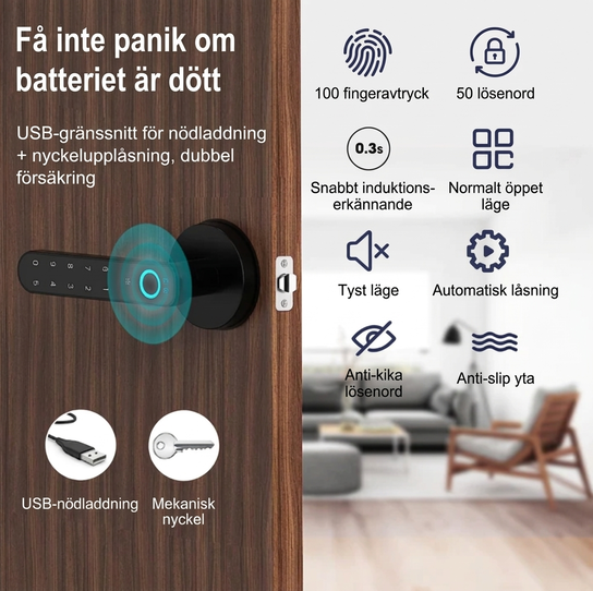 📢📢50% RABATT !! ⏰ Intelligent dörrlås med fingeravtryck