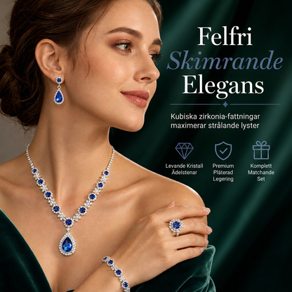 💎 Damsmyckesats med droppformade kristallstenar ✨ Örhängen och ring, elegant för kvinnor | 50 % rabatt