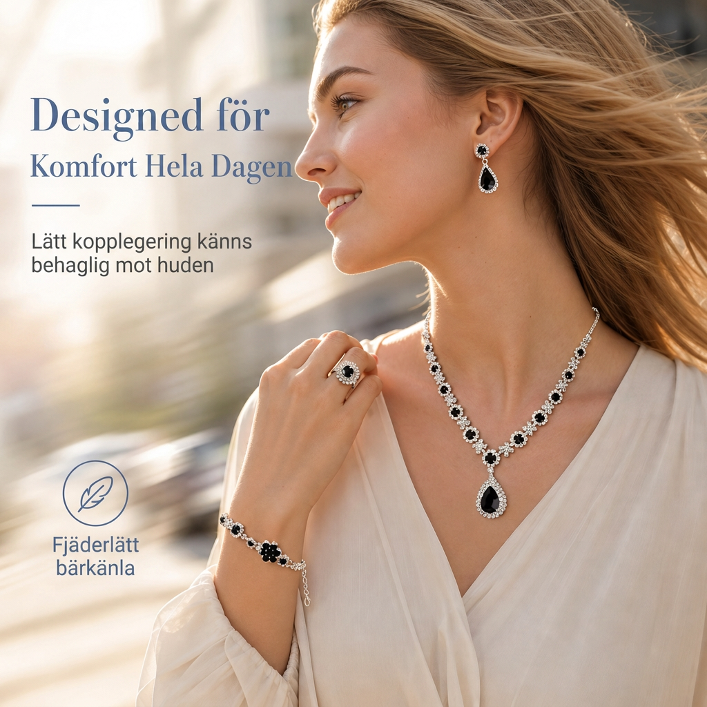 💎 Damsmyckesats med droppformade kristallstenar ✨ Örhängen och ring, elegant för kvinnor | 50 % rabatt
