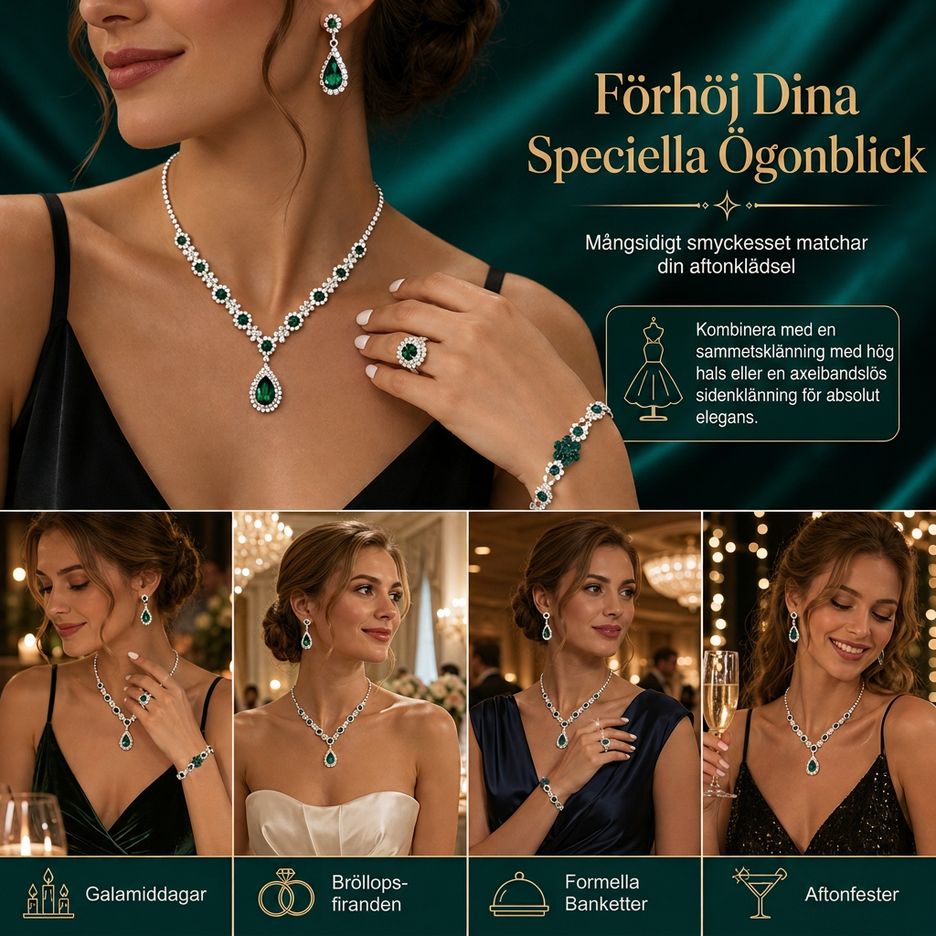 💎 Damsmyckesats med droppformade kristallstenar ✨ Örhängen och ring, elegant för kvinnor | 50 % rabatt