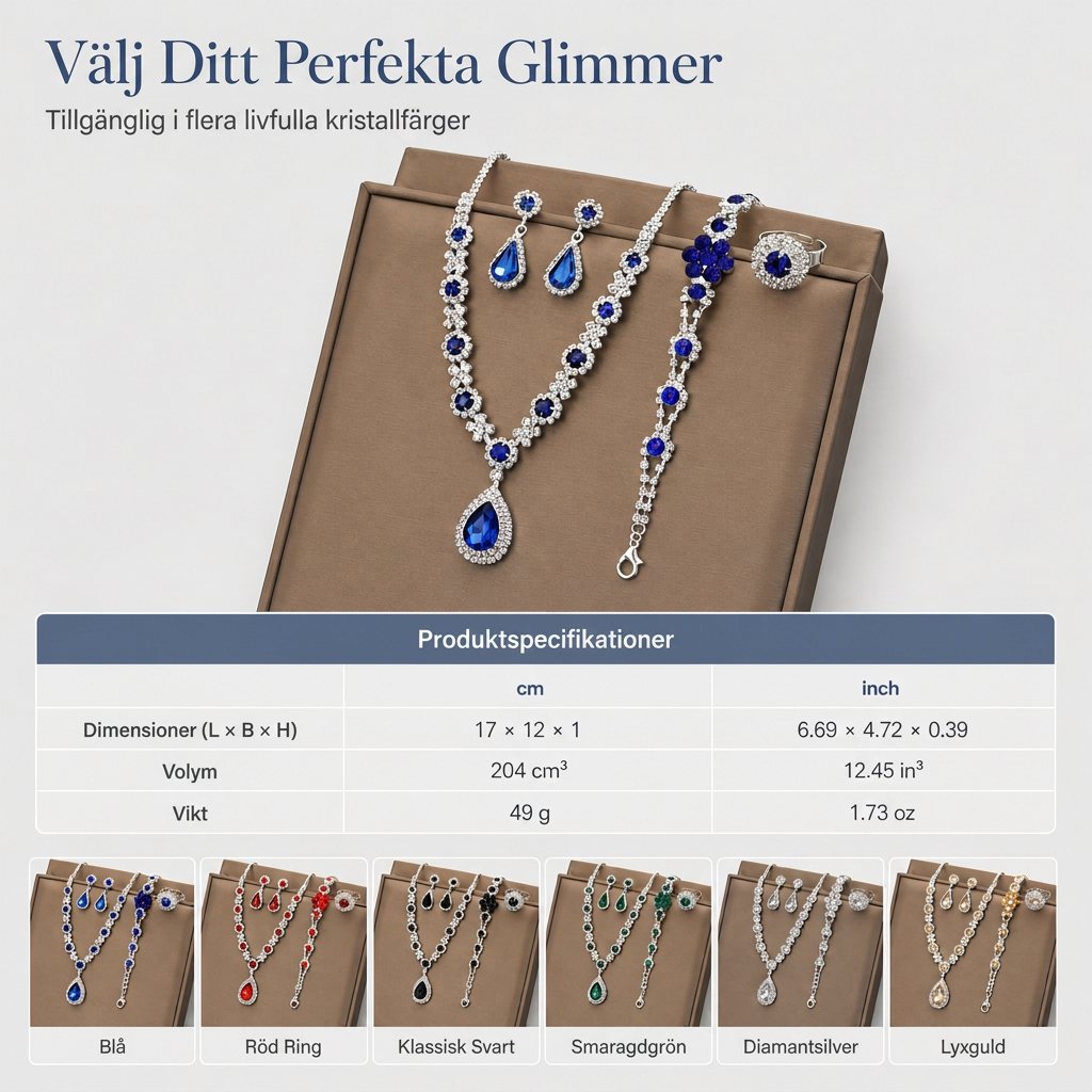 💎 Damsmyckesats med droppformade kristallstenar ✨ Örhängen och ring, elegant för kvinnor | 50 % rabatt