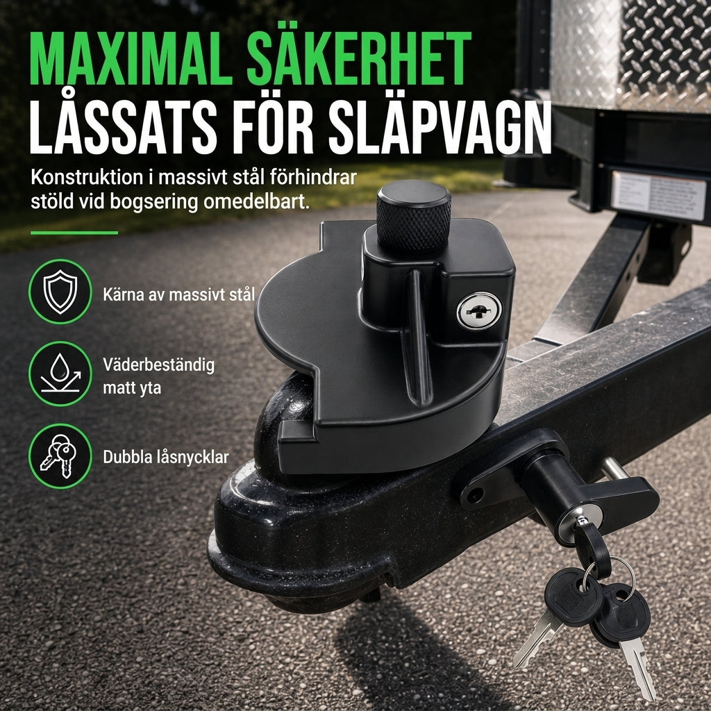 📢📢 50% RABATT! 🔔 Kraftigt släpkoppellås – Härdat stål och pulverlackering för parkerade släp