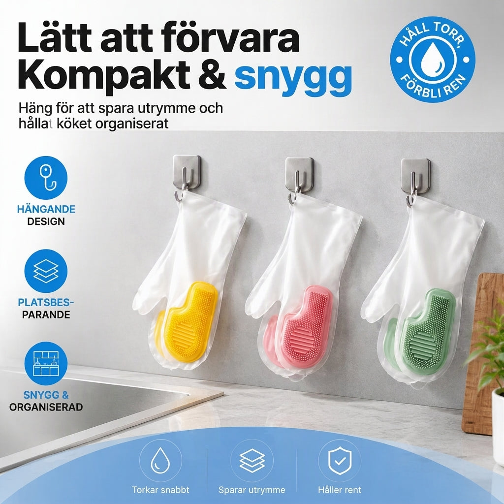 📢📢 50% rabatt!! ⏰ Multifunktionella vattentäta disk- och hushållsrengöringshandskar för köket 🧼