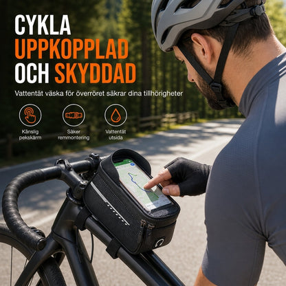 Vattentät cykelramväska för framtuben 🚲 med telefonhållare för mountainbikes och landsvägscyklar | 50 % rabatt