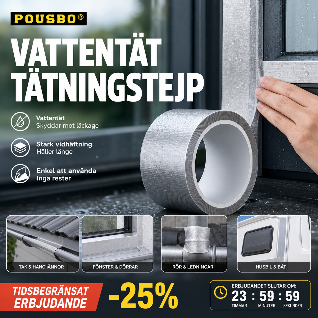 🛒 50% RABATT NU! ⌛ Tidsbegränsat erbjudande – universell tätningstejp – Vattentät & slitstark – Passar hem, bil och utomhusprojekt 💧